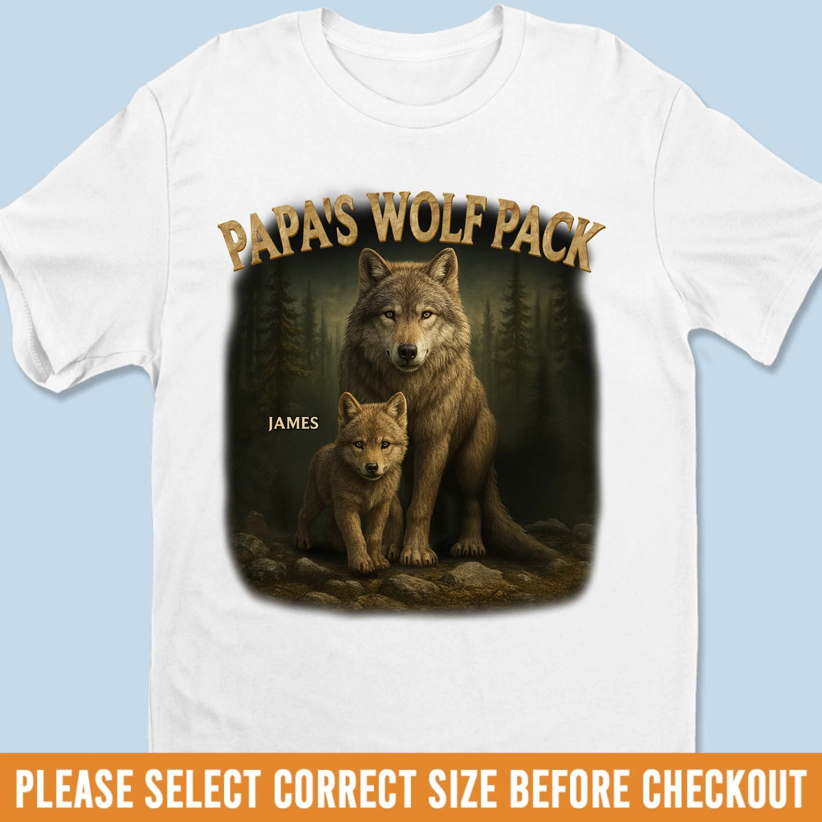 Papa’s Wolf Pack - Family Personalized Custom Unisex T-shirt, Premium T-shirt, Hoodie - Father's Day, Gift For Dad, Grandpa
