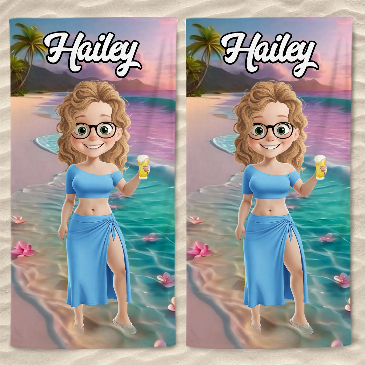 Catch Me Where The Waves Are - Bestie Personalized Custom Beach Towel - Summer Vacation Gift, Birthday Pool Party Gift For Best Friends, BFF, Sisters