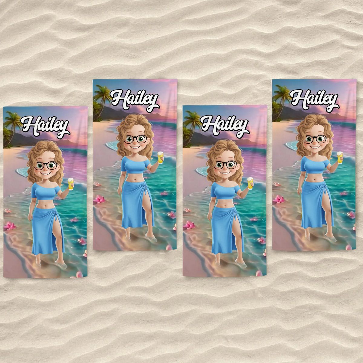 Catch Me Where The Waves Are - Bestie Personalized Custom Beach Towel - Summer Vacation Gift, Birthday Pool Party Gift For Best Friends, BFF, Sisters