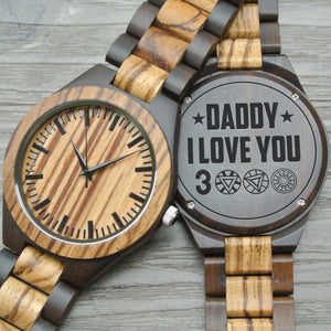 Daddy I Love You 3000 - Wooden Watch