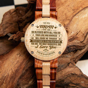 Daughter To Mom - You Are The Most Wonderful Mom - Engraved Wooden Watch