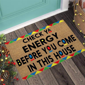 Check Ya Energy – African American Coir Pattern Print - Doormat