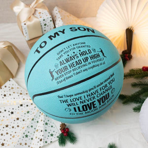 To My Son - I Love You To The Moon And Back - Basketball Light Blue