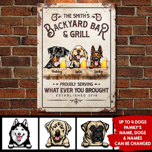 Backyard Bar & Grill - Personalized Metal Sign
