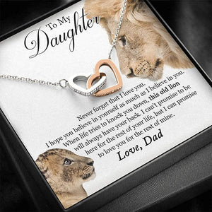 This Old Lion Will Always Have Your Back - Sterling Silver My Daughter Interlocking Heart Necklace