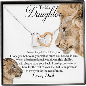This Old Lion Will Always Have Your Back - Sterling Silver My Daughter Interlocking Heart Necklace