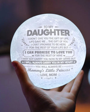 Doptika Engraved USB Moon Lamp Night Sky - I Will Always Carry You in My Heart - Moon Lamp for Daughter from Mom Personalized 5.9 Inch 3D Printing Home Decor Gifts for Her (ML-068-Momdau)