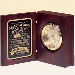 Grandpa To Granddaughter - You Are A Gift From Heaven - Wooden Book Clock
