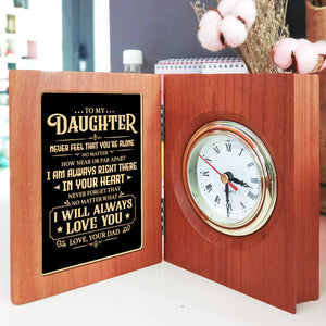 Dad To Daughter - No matter how near or far apart - Wooden Book Clock