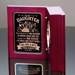Mom To Daughter - You Are A Gift From Heaven - Wooden Book Clock
