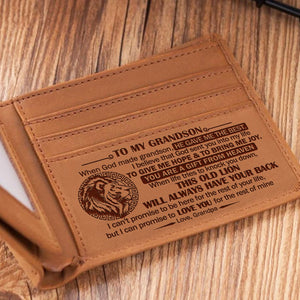 Grandpa To Grandson - When God Made Grandsons, He Gave Me The Best - Bifold Wallet