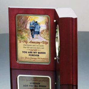 Husband To Wife - You Are My Queen Forever - Wooden Book Clock