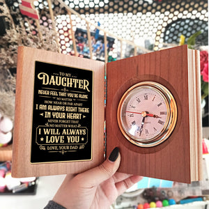 Dad To Daughter - No matter how near or far apart - Wooden Book Clock