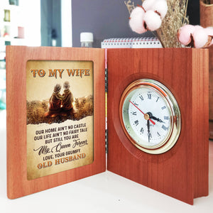 Husband To Wife - Our life ain't no fairy tale - Wooden Book Clock