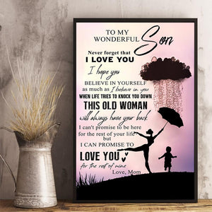 Mom to Son - This Old Woman Will Always Have Your Back - Vertical Matte Posters