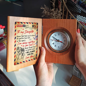 Mom To Daughter - I am always right there in your heart - Wooden Book Clock