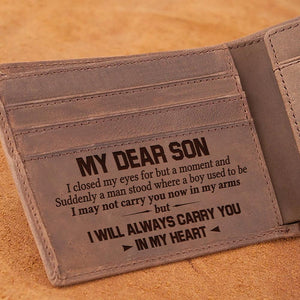 Mom To Son - I Will Always Carry You In My Heart - Wallet With Clipper