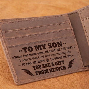Mom To Son - You Are A Gift From Heaven - Wallet With Clipper