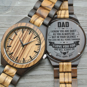 Daughter To Dad - I Love You Too - Wooden Watch