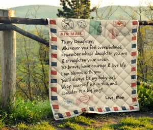 Blanket Mom To Daughter - Whenever You Feel Overwhelmed Remember Whose Daughter You Are Fleece Blanket - Gift For Daughter - Best Gift For Christmas