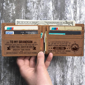 Grandma to Grandson - Enjoy The Ride - Wallet With Clipper