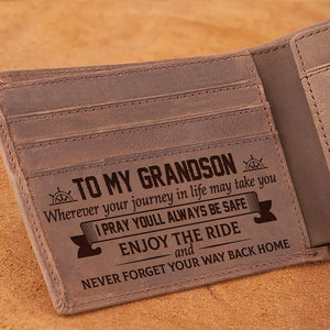 Grandma to Grandson - Enjoy The Ride - Wallet With Clipper