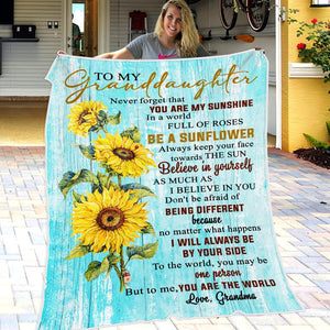 Grandma To Granddaughter - Be A Sunflower - Blanket